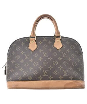 LOUIS VUITTON Alma Handbag Dark Brown Camel Brown All over pattern